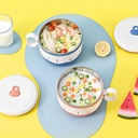 لانش بوكس بحلة استانليس ستيل من الداخل بغطاء محكم الغلق ويد مناسب في المدارس والخروج