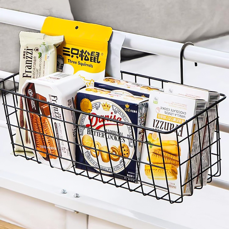 باسكت ورف معدن متعدد الاستخدامات لحمل وتنظيم ادوات المطبخ والحمام مزود بهوك قوي لسهولة التعليق علي الحائط