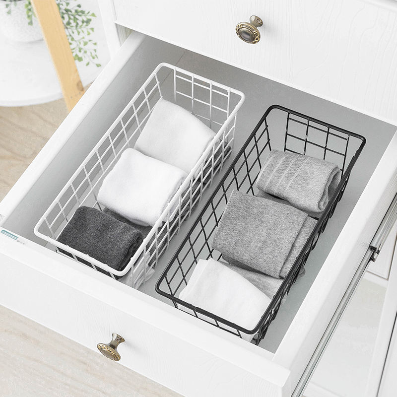 باسكت ورف معدن متعدد الاستخدامات لحمل وتنظيم ادوات المطبخ والحمام مزود بهوك قوي لسهولة التعليق علي الحائط