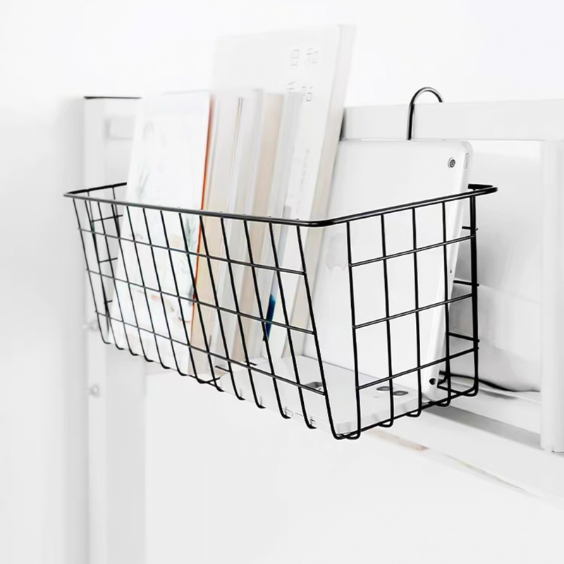 باسكت ورف معدن متعدد الاستخدامات لحمل وتنظيم ادوات المطبخ والحمام مزود بهوك قوي لسهولة التعليق علي الحائط