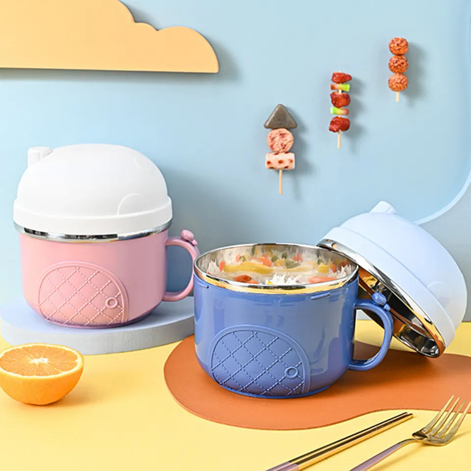 لانش بوكس 3 قطع ستانليس ستيل لحفظ الطعام يمكن فصله بغطاء محكم الغلق و يد