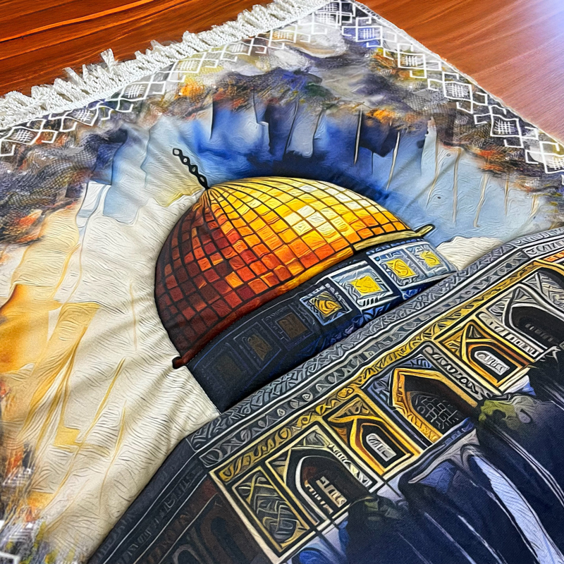 سجادة صلاة المسجد الأقصي قطيفة ناعمة مبطنة بالإسفنج بألوان مميزة