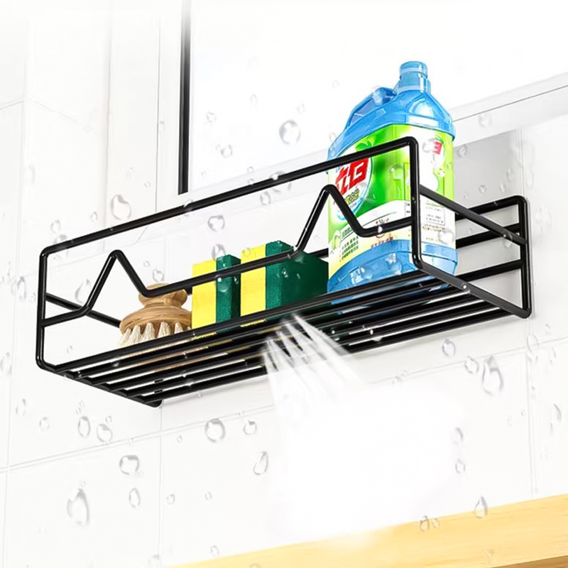 رف تخزين معدني لحمل وتنظيم أدوات المطبخ والحمام كالشامبو وزجاجات الزيت