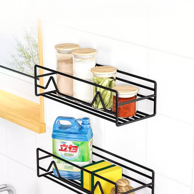 رف تخزين معدني لحمل وتنظيم أدوات المطبخ والحمام كالشامبو وزجاجات الزيت