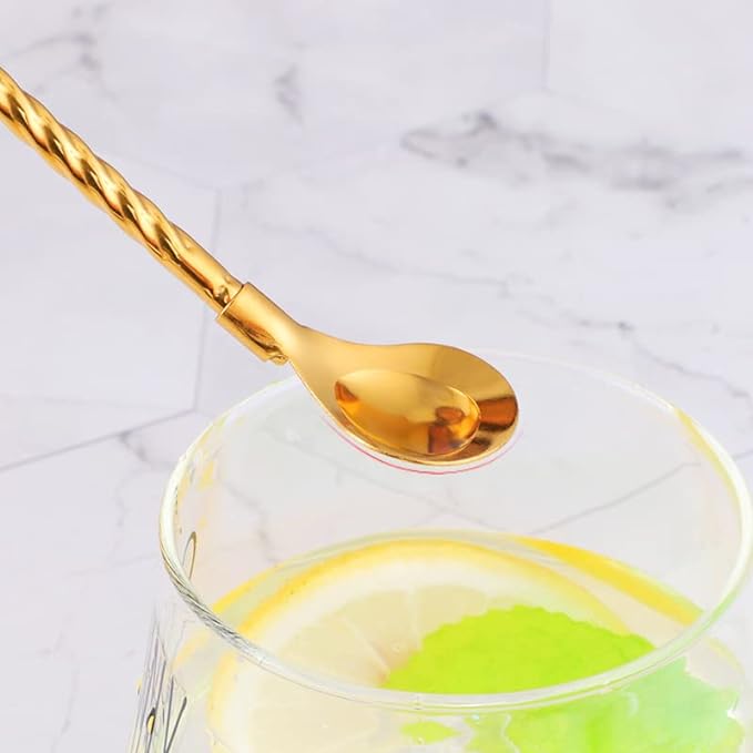 طقم معالق شاليموة زجزاج سيلفر 6 قطع  + فرشاة تنظيف للكوكتيل والعصائر