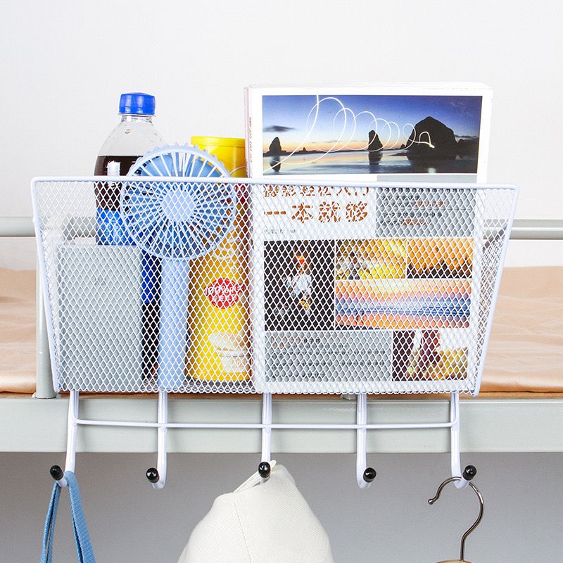 رف معدن معلق مع 5 هوك لتنظيم و تعليق ادوات المطبخ و الحمام