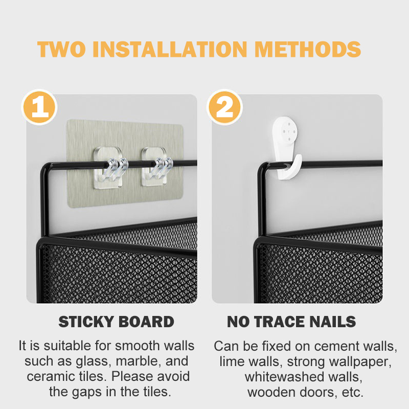 رف ومنظم معدن لحمل ادوات المطبخ والاسكين كير والشامبوهات مزود بهوك دابل فيس قوي