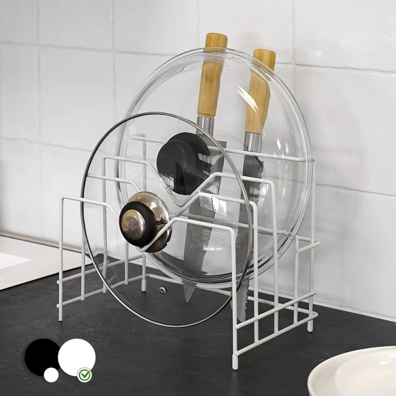 رف و حامل معدن مع اتنين هوك للمطبخ لوضع لوح التقطيع و غطاء الحلل