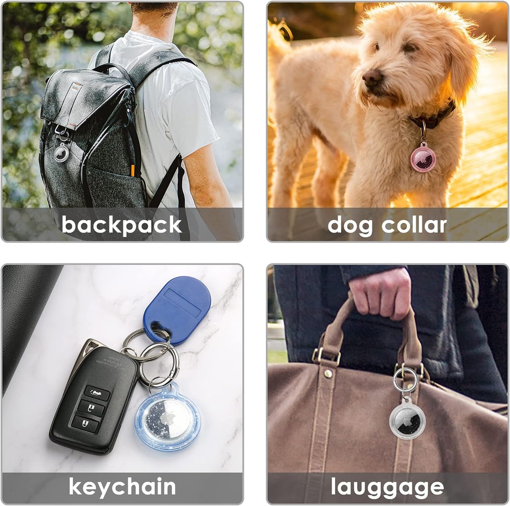 جراب حماية اير تاج بحلقة معدن مفاتيح المنزل والسياره والمحافظ والشنط