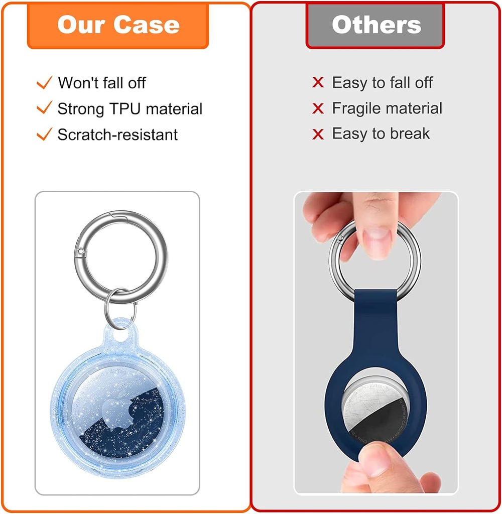 جراب حماية اير تاج بحلقة معدن مفاتيح المنزل والسياره والمحافظ والشنط