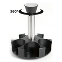 طقم توابل اكليريك شفاف 6 قطع بحامل دوار استانلس ستيل للملح والفلفل الاسود والكمون