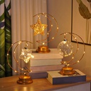 اباجورة هلال مع لمبة علي شكل كورة لديكور اجواء رمضان تعمل بالحجارة