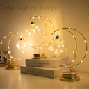 اباجورة هلال مع لمبة علي شكل كورة لديكور اجواء رمضان تعمل بالحجارة