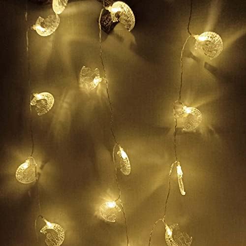 فرع زينة مضئ 10 قطع شكل هلال ومسجد لاستقبال ليالي رمضان المبهجة