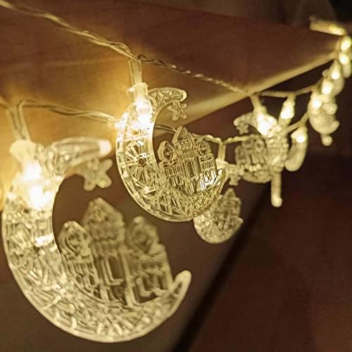 فرع زينة مضئ 10 قطع شكل هلال ومسجد لاستقبال ليالي رمضان المبهجة