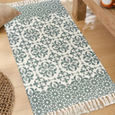 كليم كتان مزخرف بنقوش مغربية مناسب لغرفة المعيشة والنوم والليفنج لديكور مودرن مقاس 100*60 سم