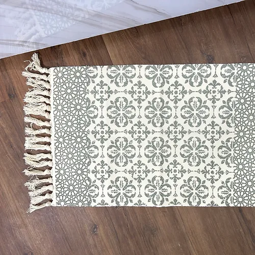 كليم كتان مزخرف بنقوش مغربية مناسب لغرفة المعيشة والنوم والليفنج لديكور مودرن مقاس 100*60 سم