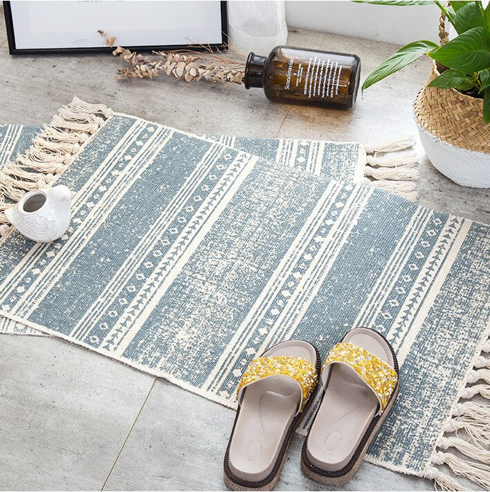 سجادة كليم هاند ميد بشراشيب علي الطراز البوهو 60*90 لتغير ديكور بيتك