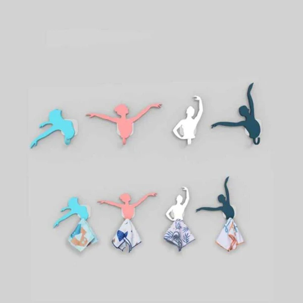 شماعة للحائط بدبل فيس ذاتي علي شكل راقصة باليه للمطبخ و الحمام