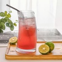 كوباية 500 ملي  زجاج مضلع شفاف لشرب و تقديم العصائر والايس كوفي  للضيوف بشكل شيك