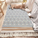 كليم كتان منقوش بطابع بوهيمي مناسبة لغرفة النوم والمعيشة والمطبخ مقاس 90*60 سم