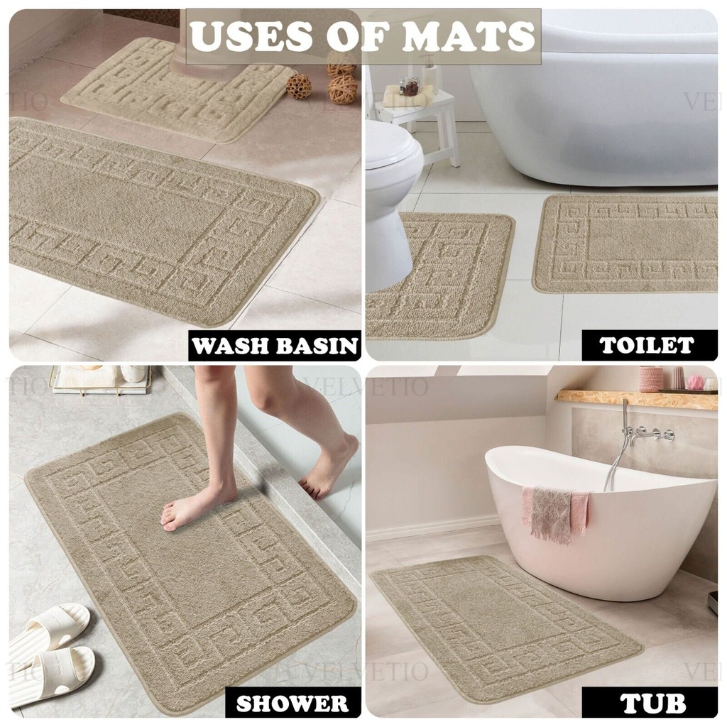 مجموعة سجاد حمام 3 قطع مانع للانزلاق وماص للماء باللون الموف لارضيات الحمام والتويلت والحوض