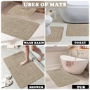 مجموعة سجاد حمام 3 قطع مانع للانزلاق وماص للماء باللون الموف لارضيات الحمام والتويلت والحوض