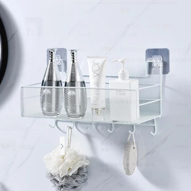 رف معدني ب 5 هوك لتنظيم ادوات الحمام و المطبخ و الديكور يأتي مع هوك دبل فيس لتثبيته علي الحائط بسهولة