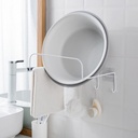 حامل معدن يعلق عي الحائط مع 4 هوك لحمل الاطباق البلاستيكية والفوط والليف  في الحمام او المطبخ