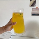 كوباية 500 ملي  زجاج مضلع شفاف لشرب و تقديم العصائر والايس كوفي  للضيوف بشكل شيك