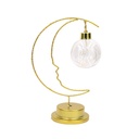 اباجورة هلال مع لمبة علي شكل كورة لديكور اجواء رمضان تعمل بالحجارة