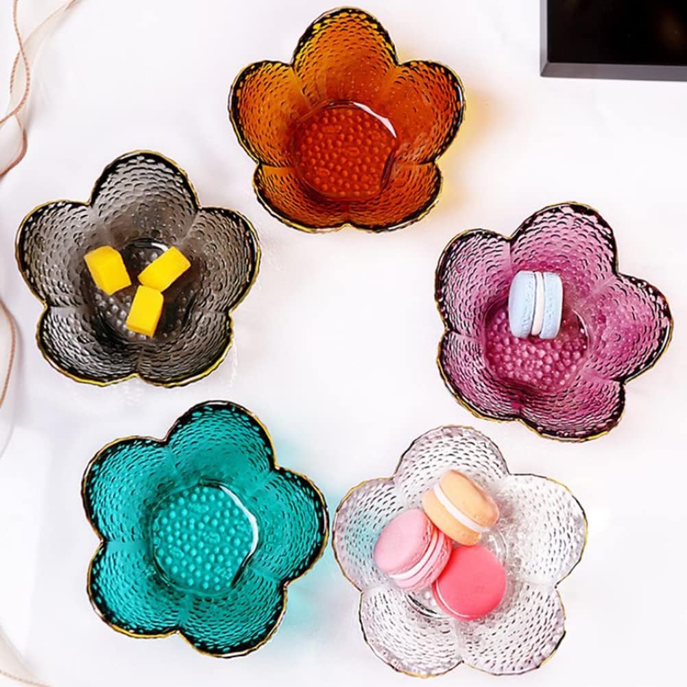 بولة تسالي زجاج شكل وردة باللون الاخضر بحواف جولد لتقديم التسالي والكاندي او الجيلي