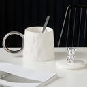 مج سيراميك بغطاء دبدوب ومعلقة استانليس ستيل 300 ملي لشرب النسكافيه والكابتشينو والايس كوفي بيد