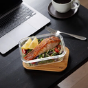 علبة تلاجة زجاج لحفظ وتنظيم الطعام بغطاء خشبي محكم الغلق لحفظ الطعام طازج