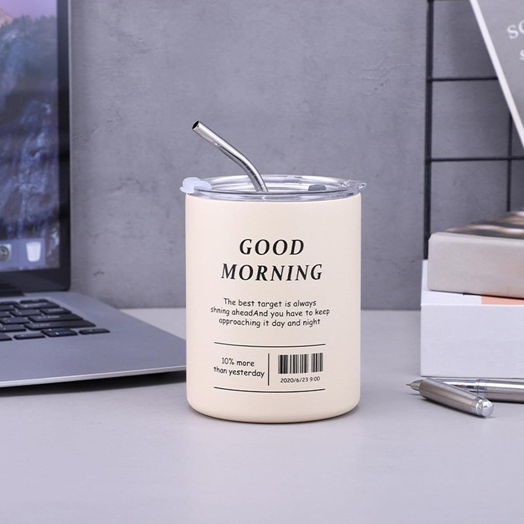 مج حراري استانليس ستيل 350 ملي بشاليموه وغطاء محكم الغلق مناسب وقت الخروج والجيم