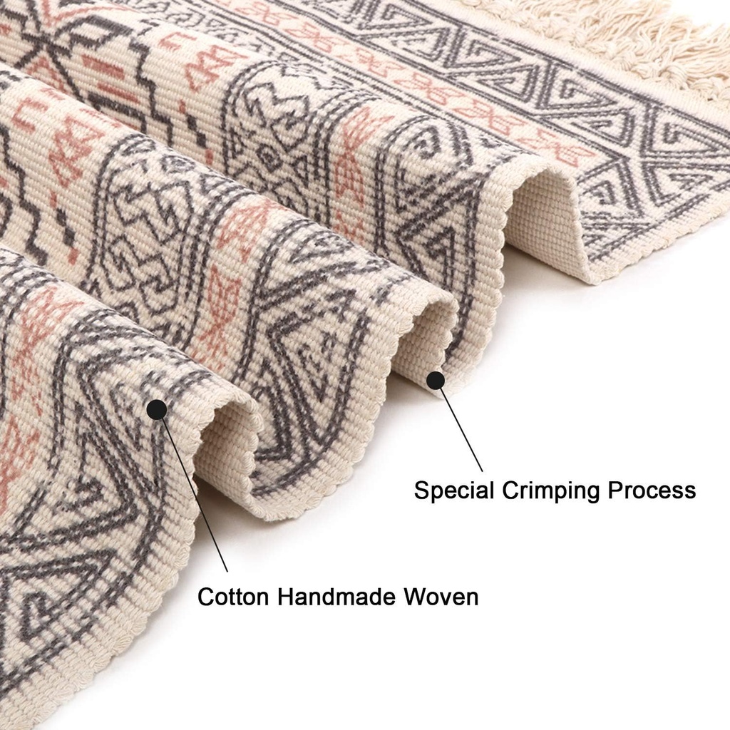 سجادة كتان مصنوعة يدويا  مقاس 60 * 90 سم لتجديد ديكور اللفينج وغرف النوم