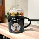 مج ميكي ماوس 370 ملي بغطاء محكم الغلق بكرات ويد للمشروبات الباردة والساخنة من البورسلين