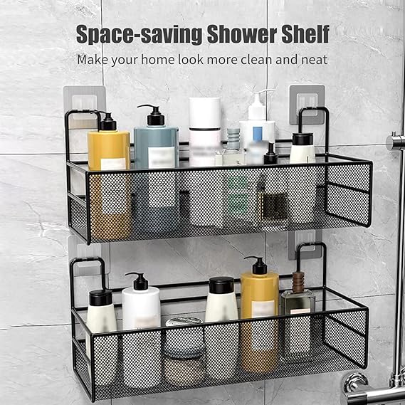 رف منظم لادوات المطبخ و الحمام مزود بدل فيس لتثبيته علي الحائط بدون تخريم