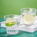 طقم شفشفق و 4 اكواب زجاج جولد منقرش بيد و غطاء لتقديم العصائر و المشروبات الرمضانية في العزومات