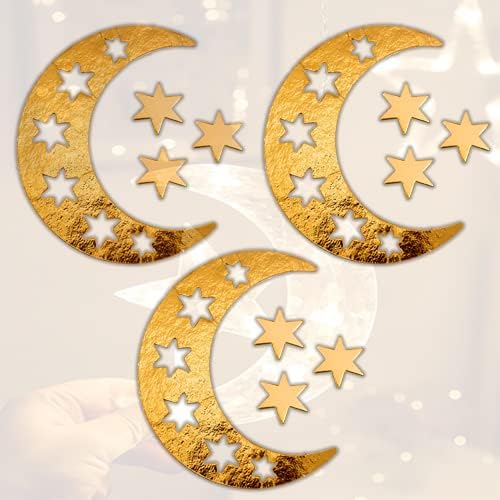 طقم زينة رمضان 11 قطعة  اشكال مختلفة مع دبل فيس و رباط لتعلقيها او لزقها من الكارتون