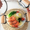 حلة بايركس 4 لتر لتحضير الطعام و تقديمه بشكل شيك بغطاء و يد خشب لسهولة الحمل