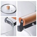 حلة بايركس شفاف 3 لتر بيد و مقبض غطاء خشب لتحضير الطعام بشكل صحي