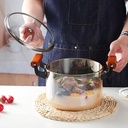 حلة بايركس شفاف 3 لتر بيد و مقبض غطاء خشب لتحضير الطعام بشكل صحي