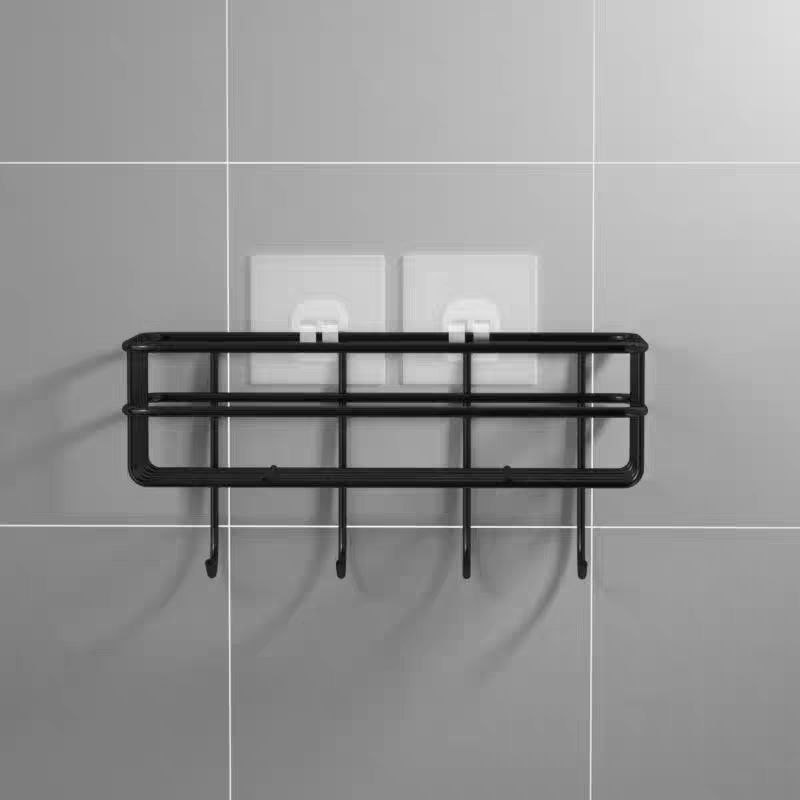 رف معدني لتنظيم وترتيب ادوات المطبخ والحمام مزود ب 4 هوك ولزق دابل فيس