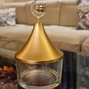 تمرية زجاج شفاف بغطاء ذهبي ستانليس ستيل بدلاية علي شكل هلال لحفظ و تقديم التمر و المكسرات ف العزائم