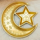 طبق تسالي شكل هلال و نجمة جولد لتقديم المكسرات و الكاندي والحلويات للضيوف في رمضان