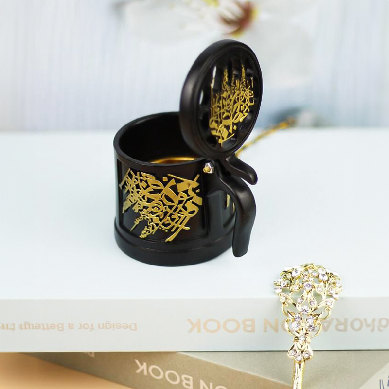 مبخرة  ميني علي شكل براد مزينة بحروف عربية  مميزة بيد و طبق ستانليس ستيل جولد لتعطير المنزل بشكل مختلف