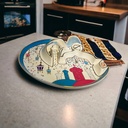 طبق تسالي هلال وجامع  بورسلين لتقديم التمر والمكسرات والكاندي للضيوف في رمضان بشكل شيك