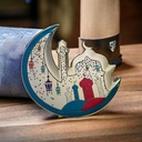 طبق تسالي هلال وجامع  بورسلين لتقديم التمر والمكسرات والكاندي للضيوف في رمضان بشكل شيك