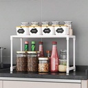 استاند منظم و حامل معدن فوق الميكرويف دورين متعدد الاستخدامات لحمل و تنظيم ادوات المطبخ قابل للفك و التركيب